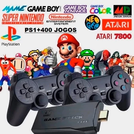 Video game Stick 10mil 2 Controles Sem Fio Console Original Portatil Jogos Retro Antigo - 5
