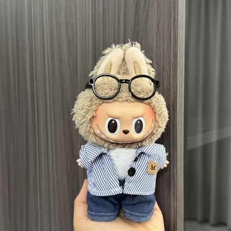  Labubu Boneca com Roupas : 17cm Primeira Geração e Segunda Geração Vinil e Chaveiro de Pelúcia Boneca Vestir Terno e Acessóri - 4