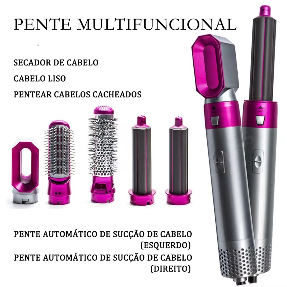 5 Em 1 Escova De Ar Quente Secador De Sopro De Cabelo De Um Passo Modelador Alisador E Lacrado 220V - 8