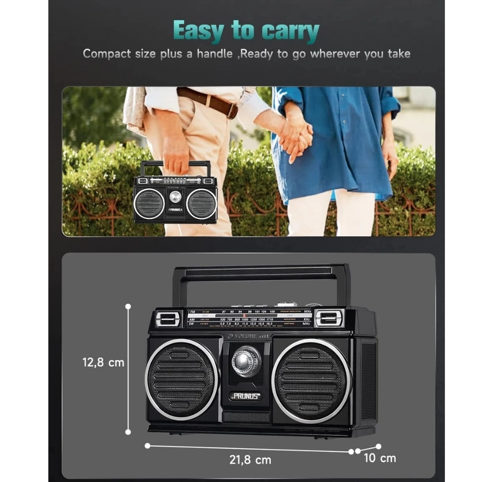 Caixa de Som Portátil com Rádio Retrô 4 Bandas, USB/TF e RGB de Luz LED - 5