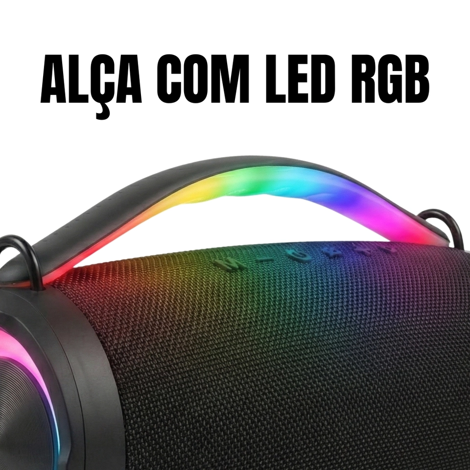 Bombox 4 Led Rgb caixa de som grande 35 cm alto falante portátil - imagem 4