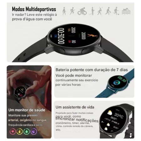 Relógio Inteligente Smartwatch com comando de Voz IA, GPS, a prova d’água Peje Redondo. - imagem 3