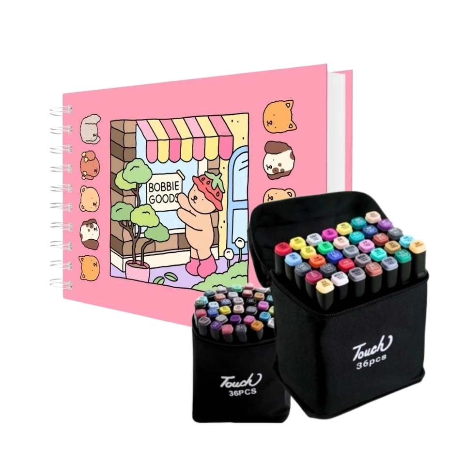 Kit Livro 36 Canetinhas Para Colorir Com Ponta Dupla Capa Dura - 1