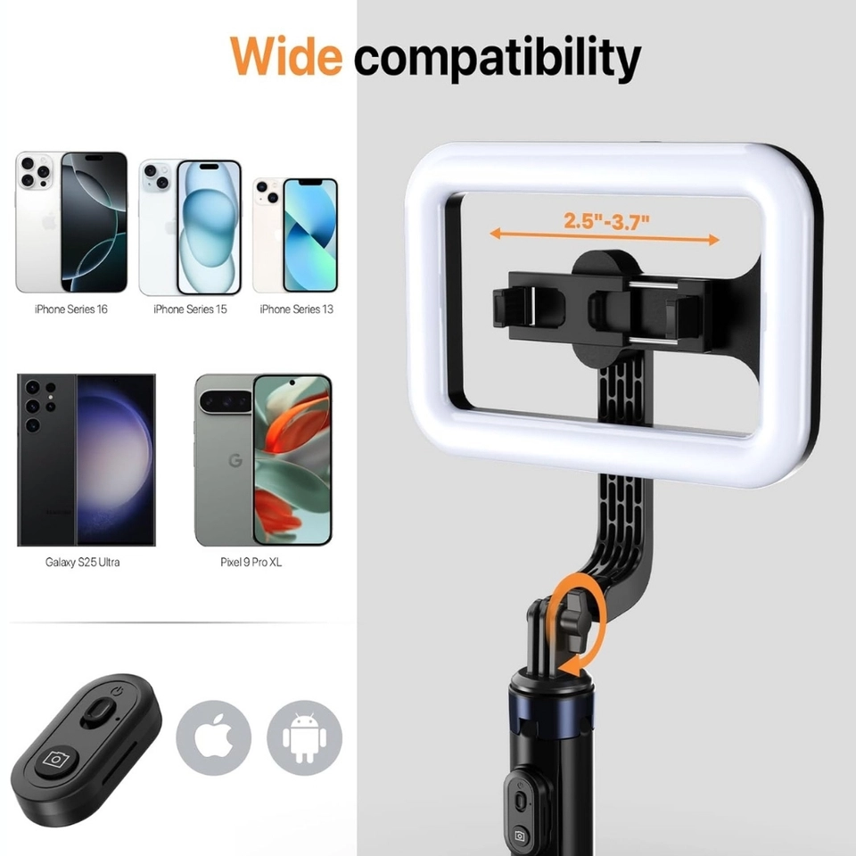 Tripé Ring Light Metros Controle Bluetooth e Suporte Celular  - 7