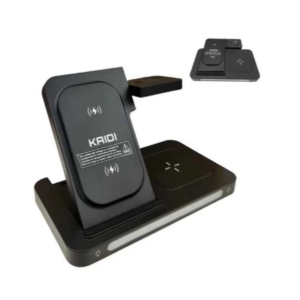 Suporte Carregador Indução Kaidi KNC-9097 Sem Fio 3 Em 1 Dock Station P/ Celular Smartwatch e Fone - imagem 4