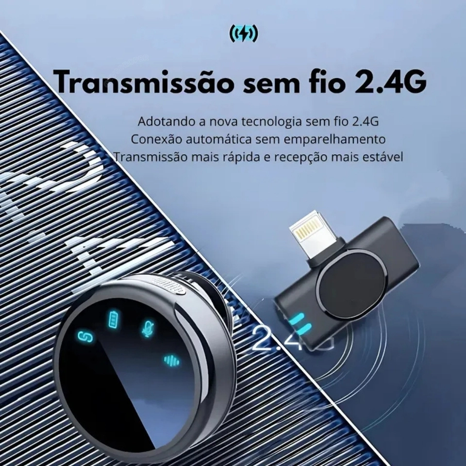 Microfone Sem fio de Lapela Duplo Magnético Redondo Bluetooth para Celular Entrevista  - 2