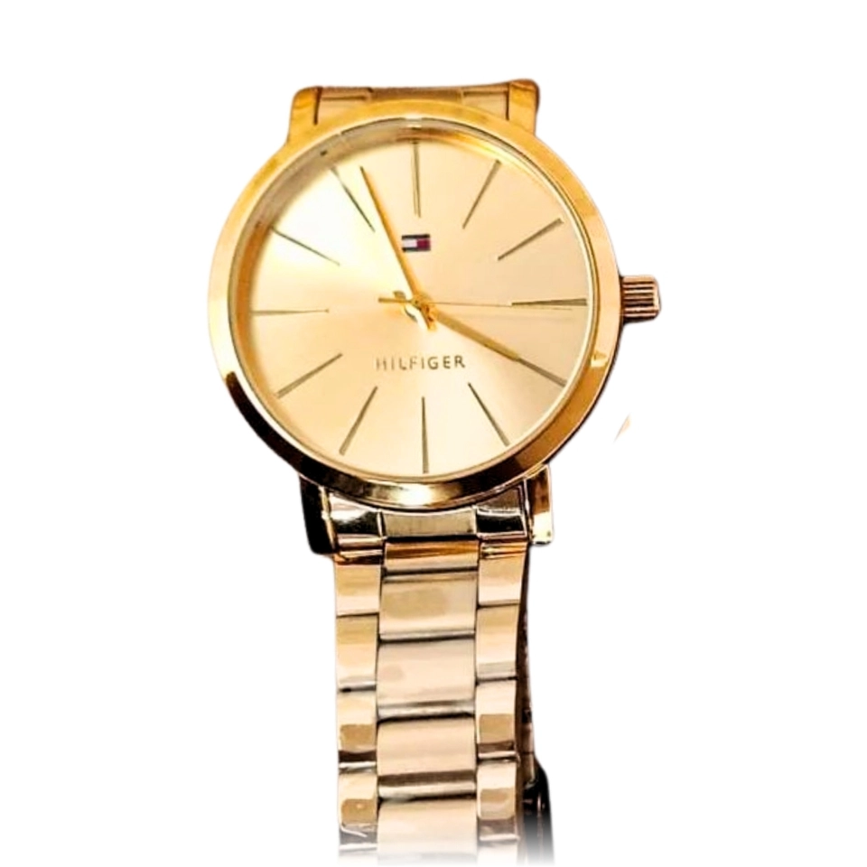 Relógio Masculino Minimalista Social Elegante Pulseira Dourada Mostrador Preto - 6