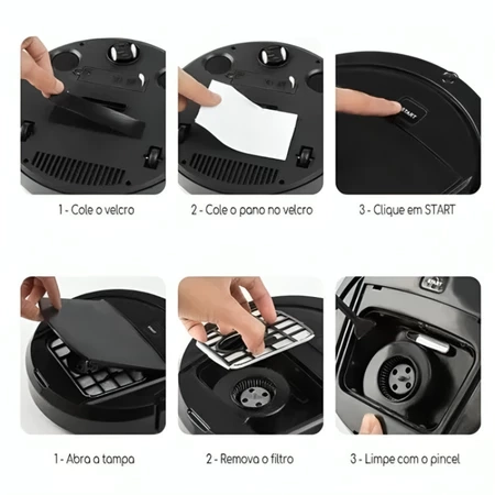 Robô Varredora/Aspirador De Pó Automática 3 Em 1 Limpeza Doméstica Robótico Inteligente E Silencioso - 5