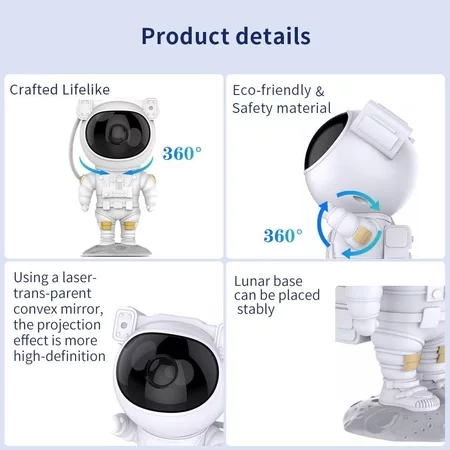 Projetor De Galáxia Astronauta, Luz Noturna Com Céu Estrelado, Lâmpada Projetora Para Decoração E presente - 5
