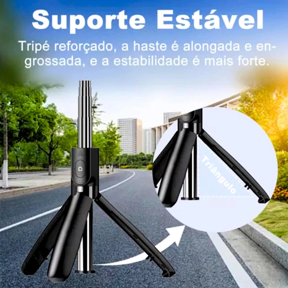 Tripé Selfie para Celular com Luz LED e Controle Bluetooth – Bastão de Selfie Ajustável com Tripé - 3