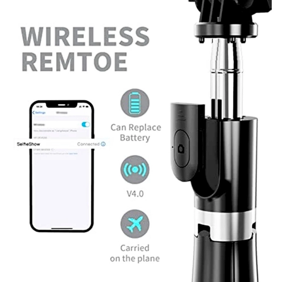 Tripé Selfie para Celular com Luz LED e Controle Bluetooth – Bastão de Selfie Ajustável com Tripé - 7