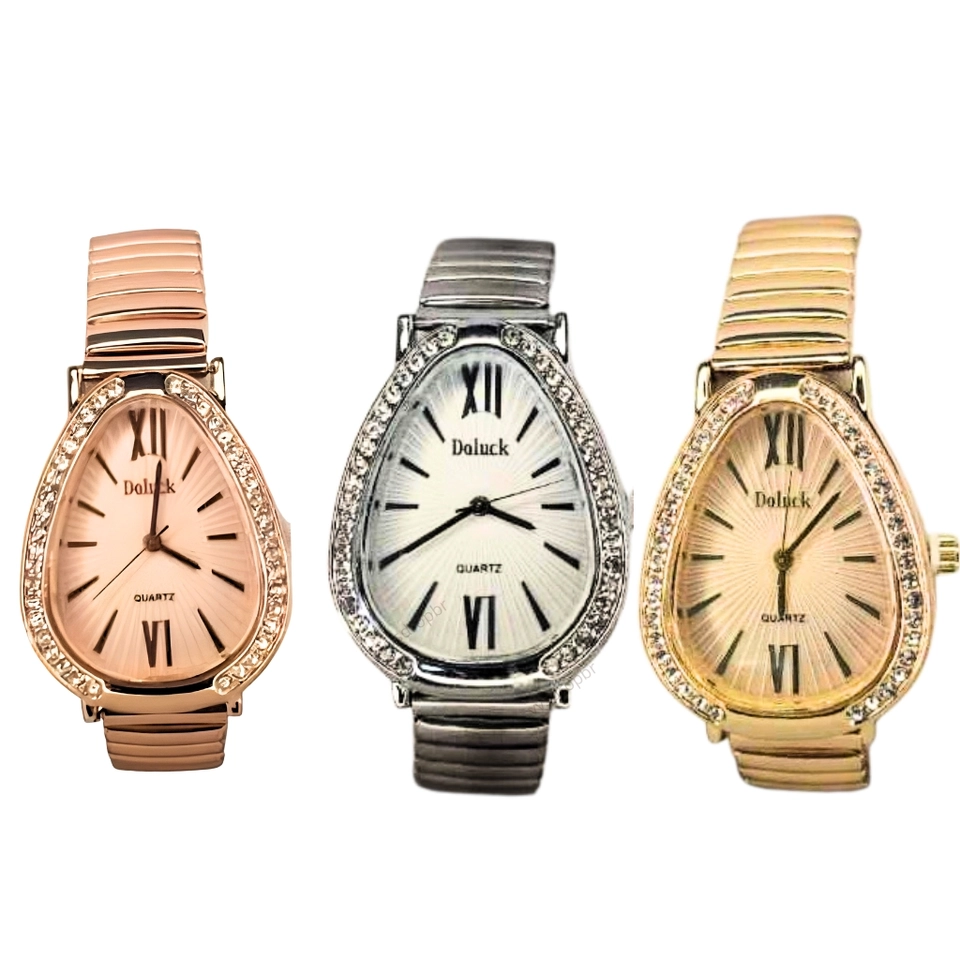 Relógio Feminino Elegante com Pulseira Elástica Estilo Cobra – Com Strass - 6
