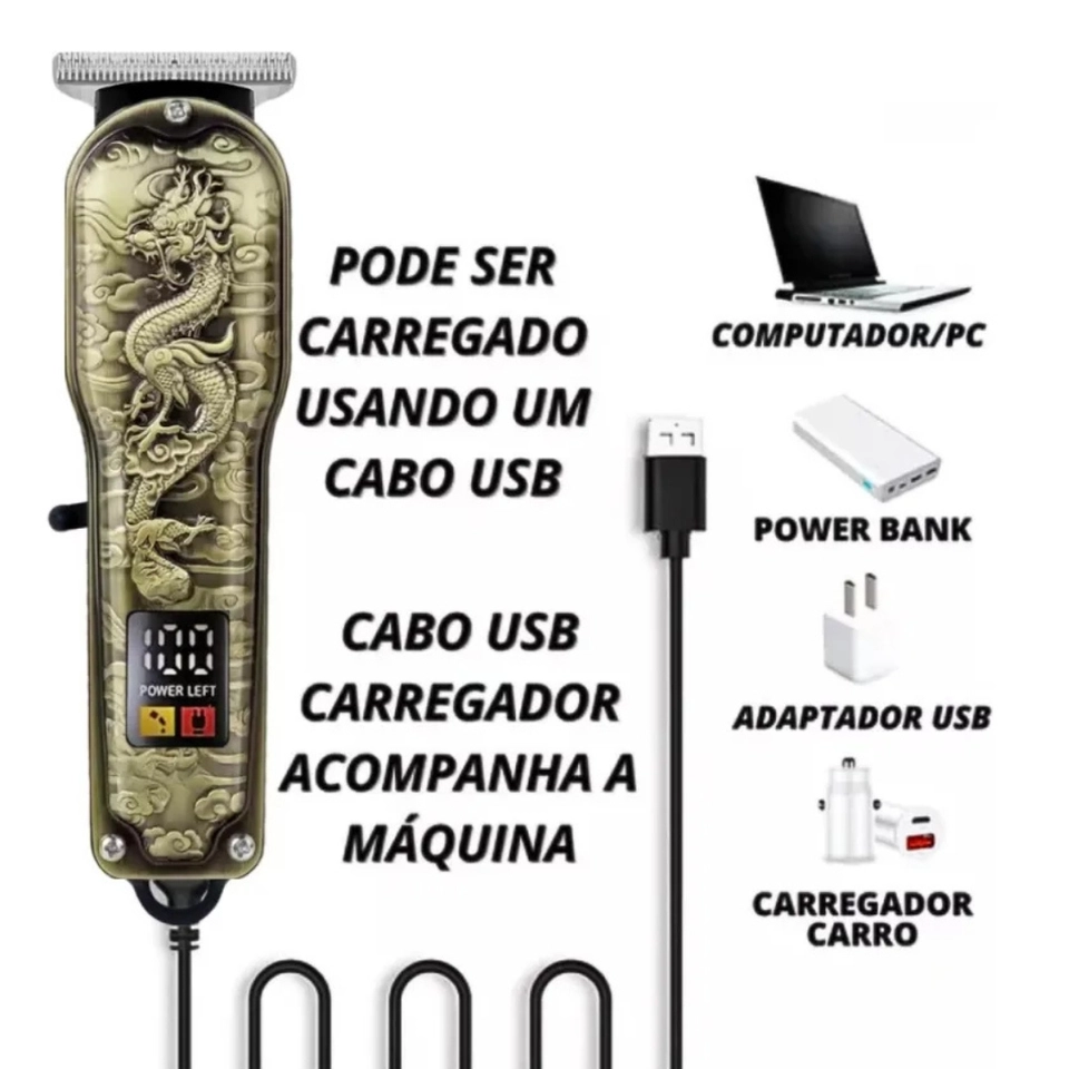 Máquina De Cortar Cabelo Profissional Smart Lcd Barbeador Elétrico Sem Fio Para Homens - imagem 5