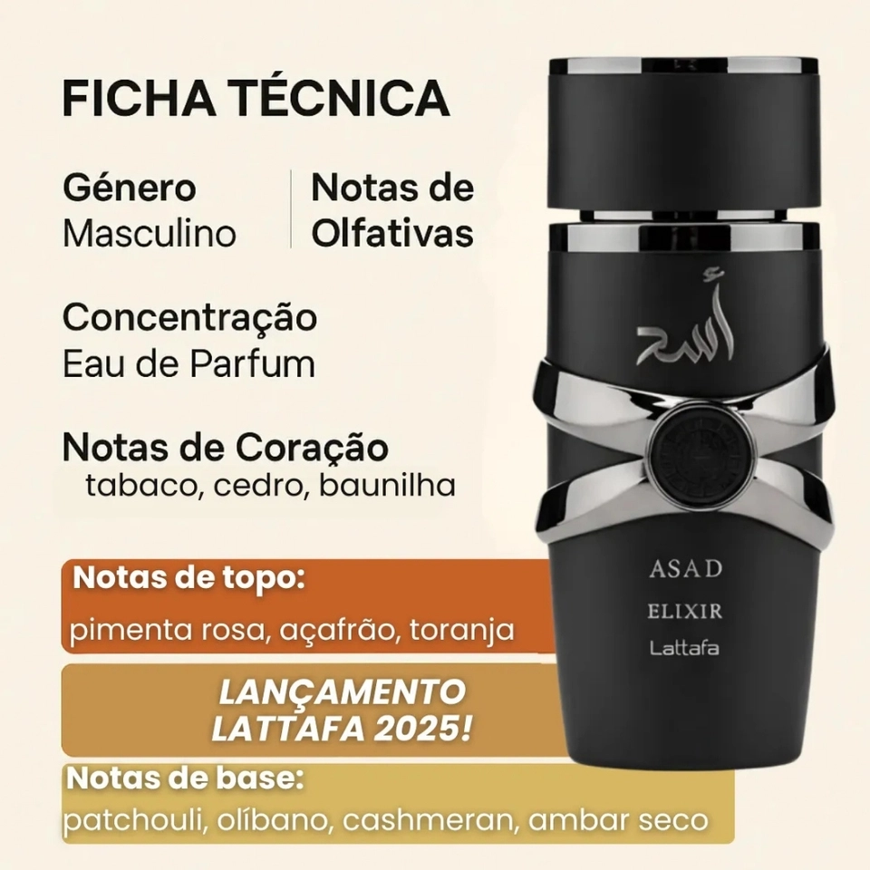 Perfume Lattafa Asad Elixir 100 Ml Eau De Parfum Masculino - imagem 3