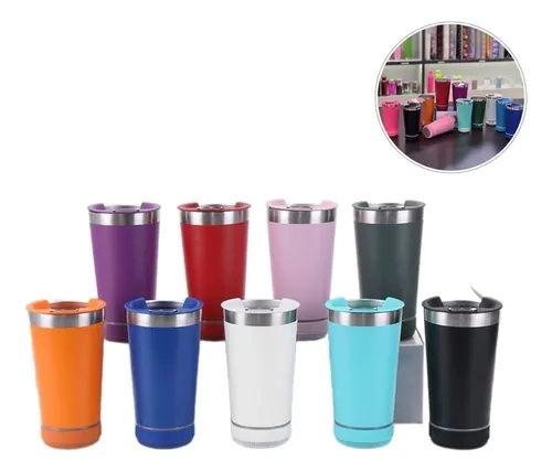 Copo Térmico Tampa Abridor Cerveja Caixa Som Bluetooth 473ml - imagem 2