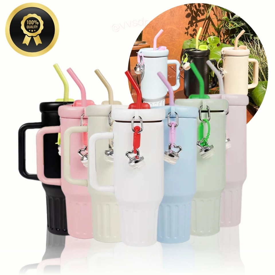 Copo Chaveiro Garrafa Térmica de água 1200 ml Inoxidável com Tampa e Canudo Inox - imagem 1
