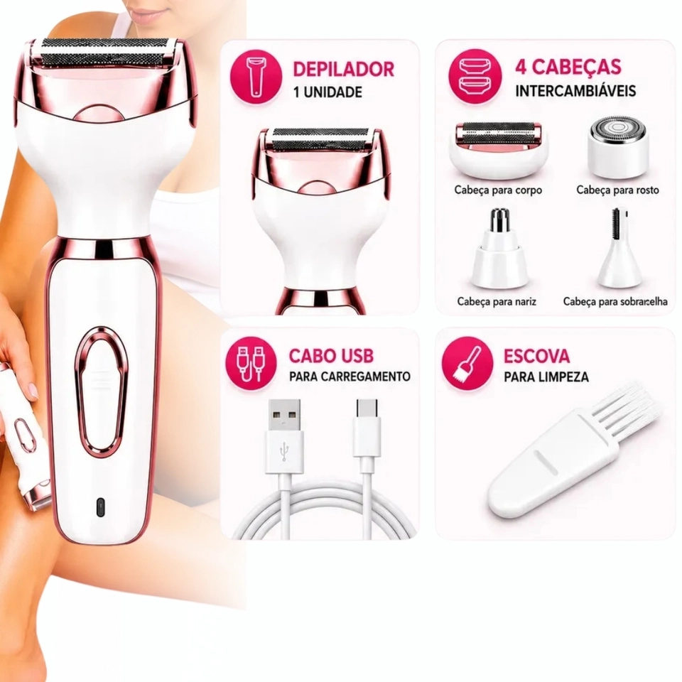 Depilador elétrico feminino 4 em 1 depilador a laser depilador de nariz laser depilação tira pelo caneta depiladora modelo 2026 - imagem 3