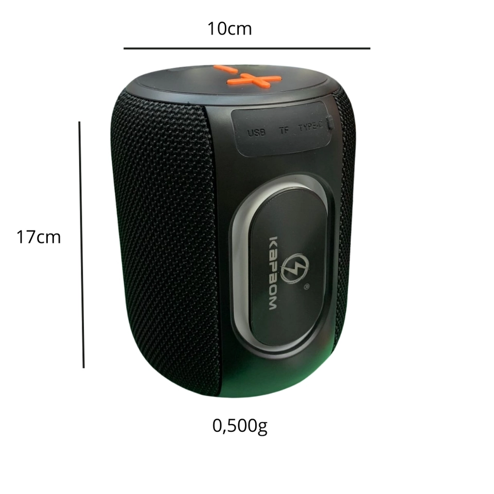 Caixa de som portátil Bluetooth Kapbom KA-8596 50W TWS LED/USB/SD/FM com graves potentes - 7