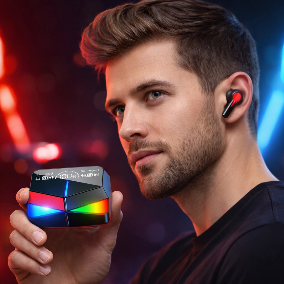 Fone De Ouvido M28 TWS Sem Fio Bluetooth Esportivo Gamer Som Estéreo Display Digital LED - imagem 2