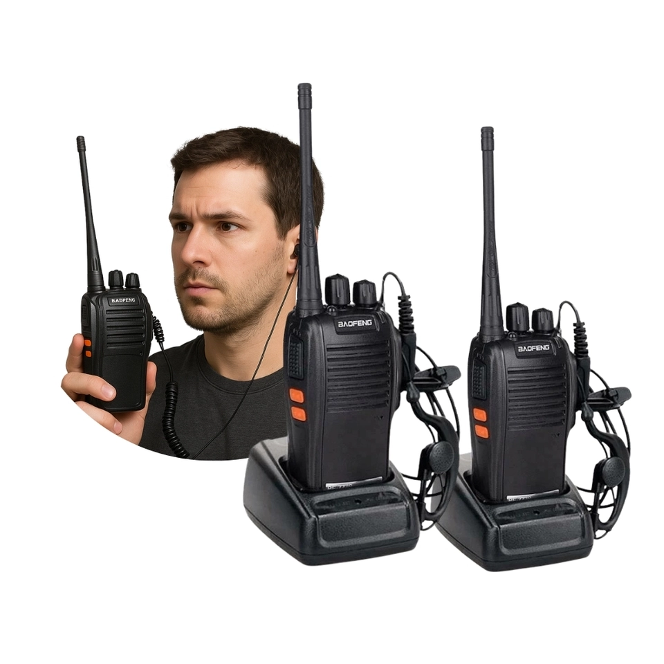 Kit 2 rádios comunicador baofeng Alcance 12 Km 16 Canal BF 777S Profissional recarregável rádio segurança - 1