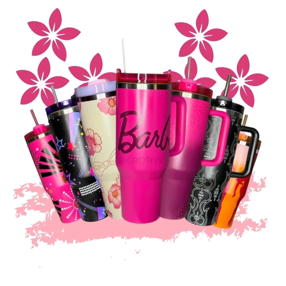 Copo Térmico Inspiração Barbie - Aço Inox com Tampa Emborrachada 1200ml - imagem 1