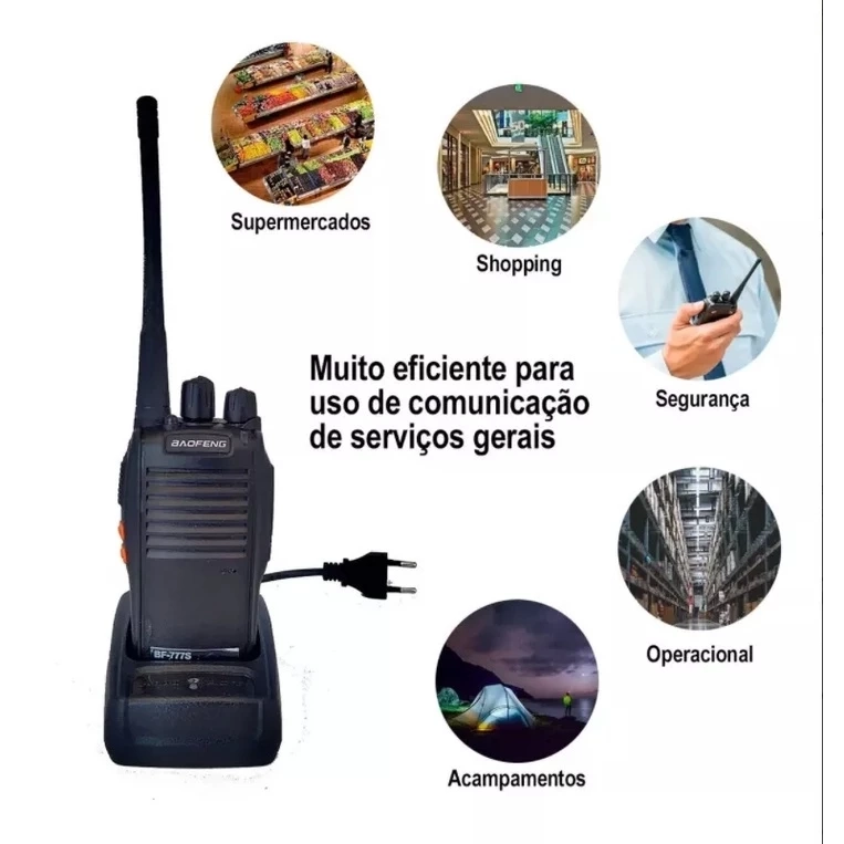 Kit 2 rádios comunicador baofeng Alcance 12 Km 16 Canal BF 777S Profissional recarregável rádio segurança - 2
