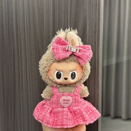  Labubu Boneca com Roupas : 17cm Primeira Geração e Segunda Geração Vinil e Chaveiro de Pelúcia Boneca Vestir Terno e Acessóri - 6