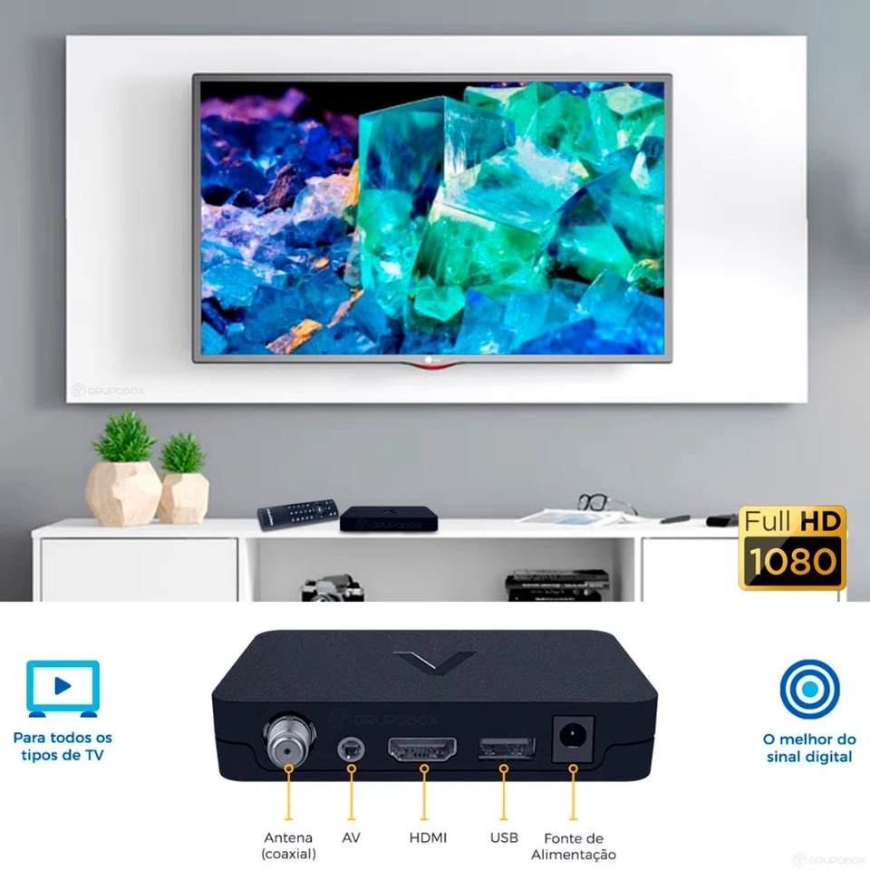 Conversor e Gravador Digital Aquário DTV-9000 HDMI Full HD Bivolt Compatível com TVs Antigas - imagem 4