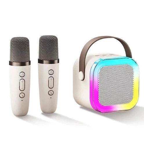 Karaoke Caixa De Som Com 2 Microfones Sem Fio Com Alto-Falante Bluetooth Brincadeira Para A Família Karaokê - 1