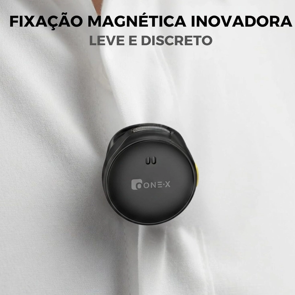 Microfone Lapela Redondo Sem Fio Com Case de Carregamento Duplo ONEX Profissional Portátil – Littjining Compatível com iPhone 5/6/7/8/9/X/XR/XS/11/12/13/14 - 6