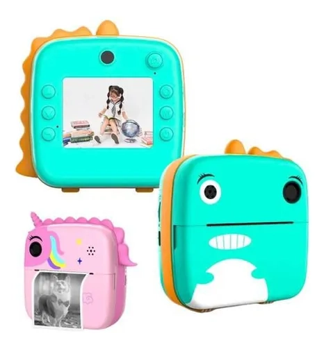 Câmera Instantânea Divertida Infantil Tira Imprimi Foto Na Hora De Verdade Filmadora Full Hd Criança Presente Com Jogos Modelo Dinossauro Swave - 8