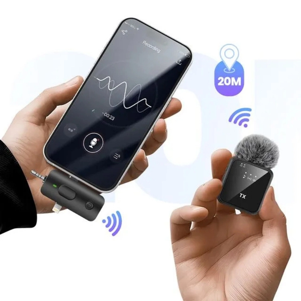 Lapela Sem Fio 3 em 1 P2 Tipo-C Lightning Para iPhone Android Quadrado - imagem 3