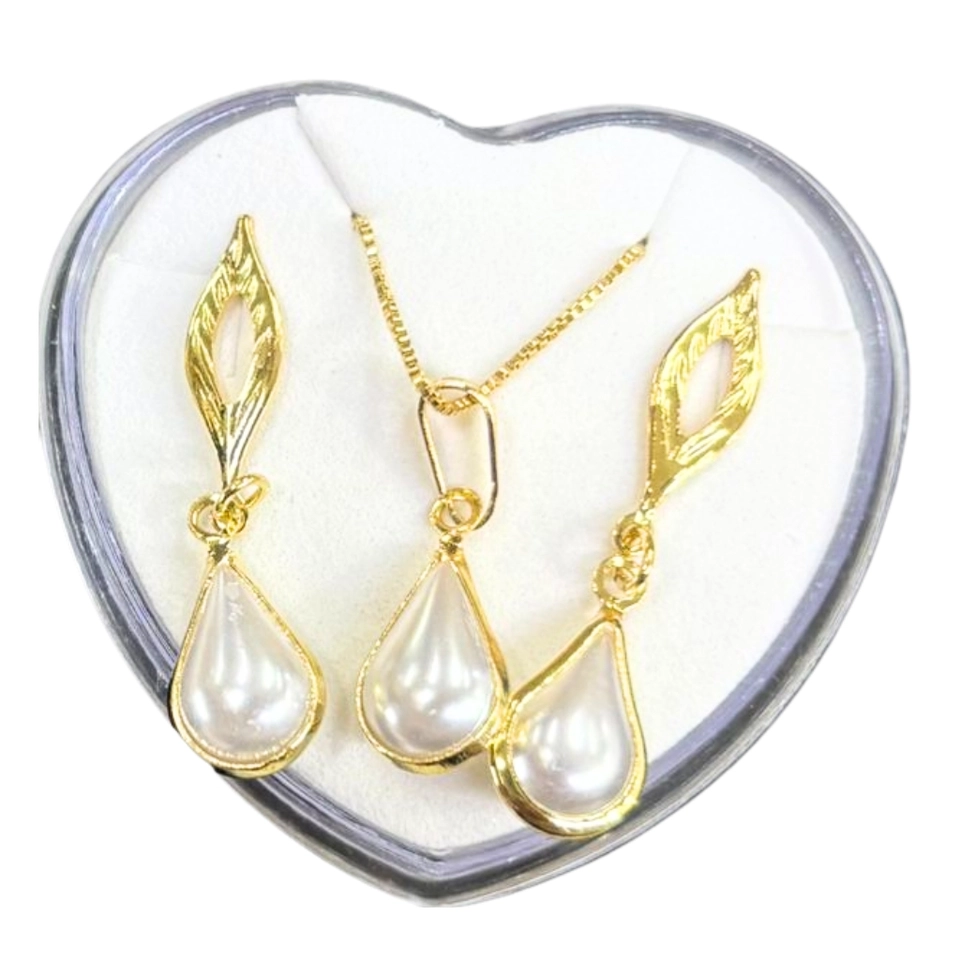 Conjunto Pérola Elegance – Colar e Brincos Banhados a Ouro 18k com Pérola Gota - imagem 2