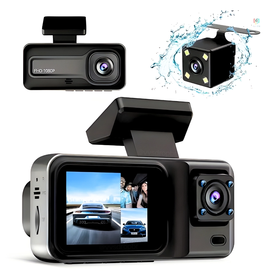 Câmera Automotiva Veicular Interna Wifi Lente Dupla Hd + Ré - 1