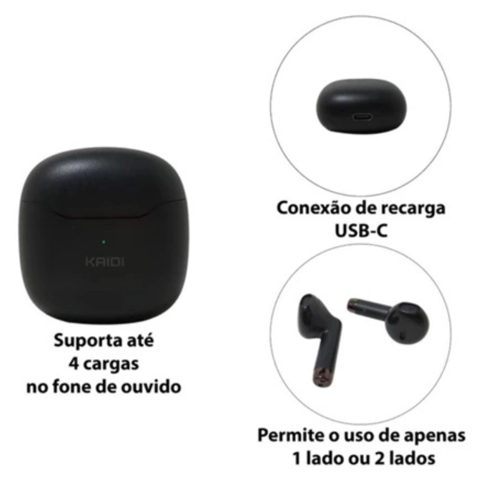 Fone de Ouvido Sem Fio Bluetooth 5,1 Kaidi 771 Original Para Sua Academia Corrida IPX4 prova agua - 6