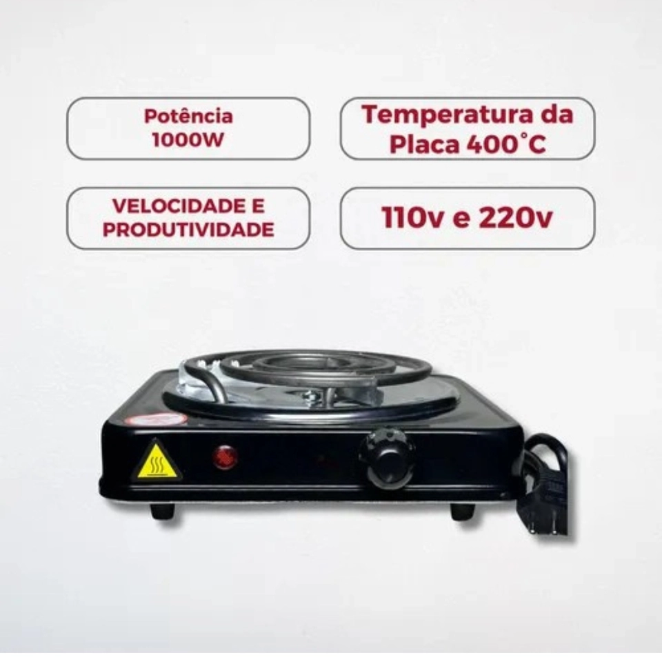 Fogão Fogareiro Elétrico Cooktop Portátil 1000w 01 Boca Mini - 5