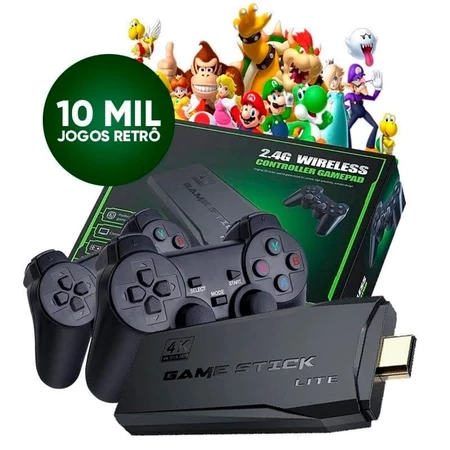 Video game Stick 10mil 2 Controles Sem Fio Console Original Portatil Jogos Retro Antigo - 1