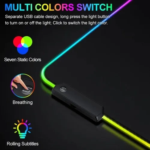 Mousepad Tapete Gamer Ergonômico Led Cores Rgb Grande - 6