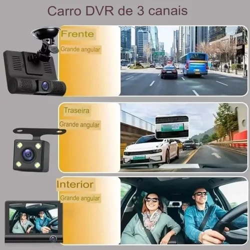 Câmera DVR de carro WDR / Full HD / 1080P / 5MP / 5V / 4 polegadas / 170º / Sensor / Microfone / Gravador de direção - 3