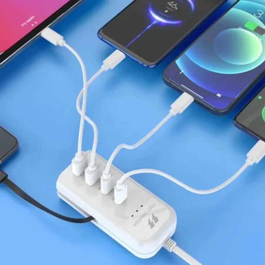 Carregador Turbo Universal USB Tipo C 66W Ultra Rápido 5.1A 2x Portas USB 2 Portas Tipo C 1 Cabo Tipo C Extensão Com Cab - imagem 2