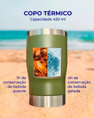 Copo Térmico Long Neck 420ml Cerveja Latinha Abridor Inox - 5