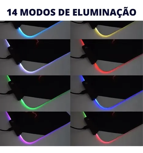 Mousepad Tapete Gamer Ergonômico Led Cores Rgb Grande - imagem 3