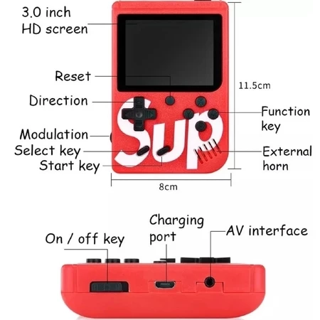 Mini Video Game Portátil Sup C/ 400 jogos + 1 Controle para 2 jogadores Console - 3
