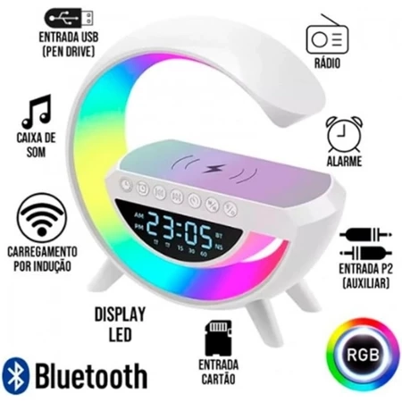 Caixinha De Som G-speaker smart Carregador Indução Altofalante Bluetooth Android e IOS Luminaria - 5