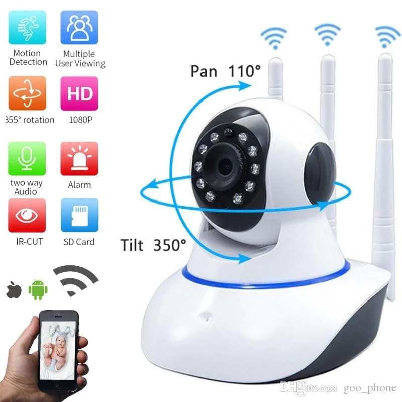 câmera iP robô 3 antenas wifi visão noturna full HD 360º microfone áudio babá eletrônica robozinho sem fio app yoosee - 3