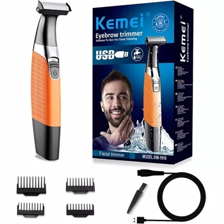 Barbeador Aparador de Pelos Kemei KM- 1910 Portátil Bivolt 110v /220v Máquina de acabamento KM -1910 - 1