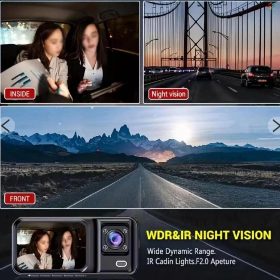 Câmera Automotiva Veicular Interna Wifi Lente Dupla Hd + Ré - 2