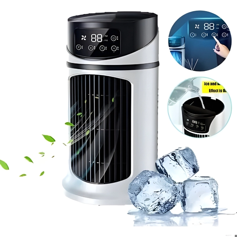 Ventilador Mini Ar Condicionado Portátil Climatizador 300ml USB Bivolt Pulverizador Premium Luz LED Com Reservatório - 1
