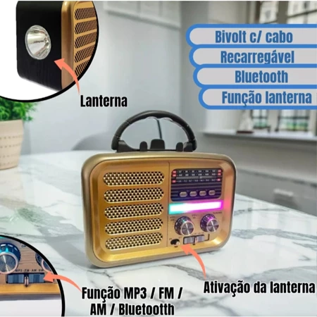 Rádio Am Fm Retrô Vintage Antigo Bluetooth Pen Drive Cor Modelo 1 - 5