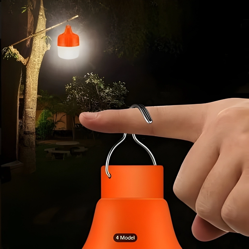 lâmpada led placa solar recarregável para barracas, pescas com gancho de suspensão - 5